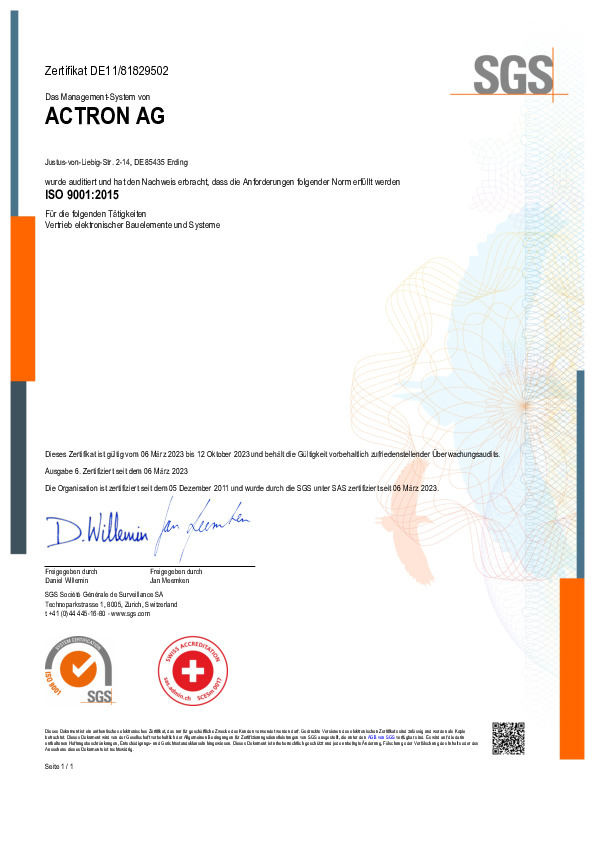 ISO 9001 Zertifikat 